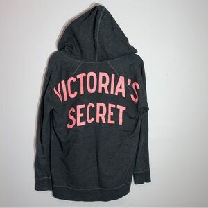 VS Victoria’s Secret Gray Hoodie Pullover Pink Logo Size M